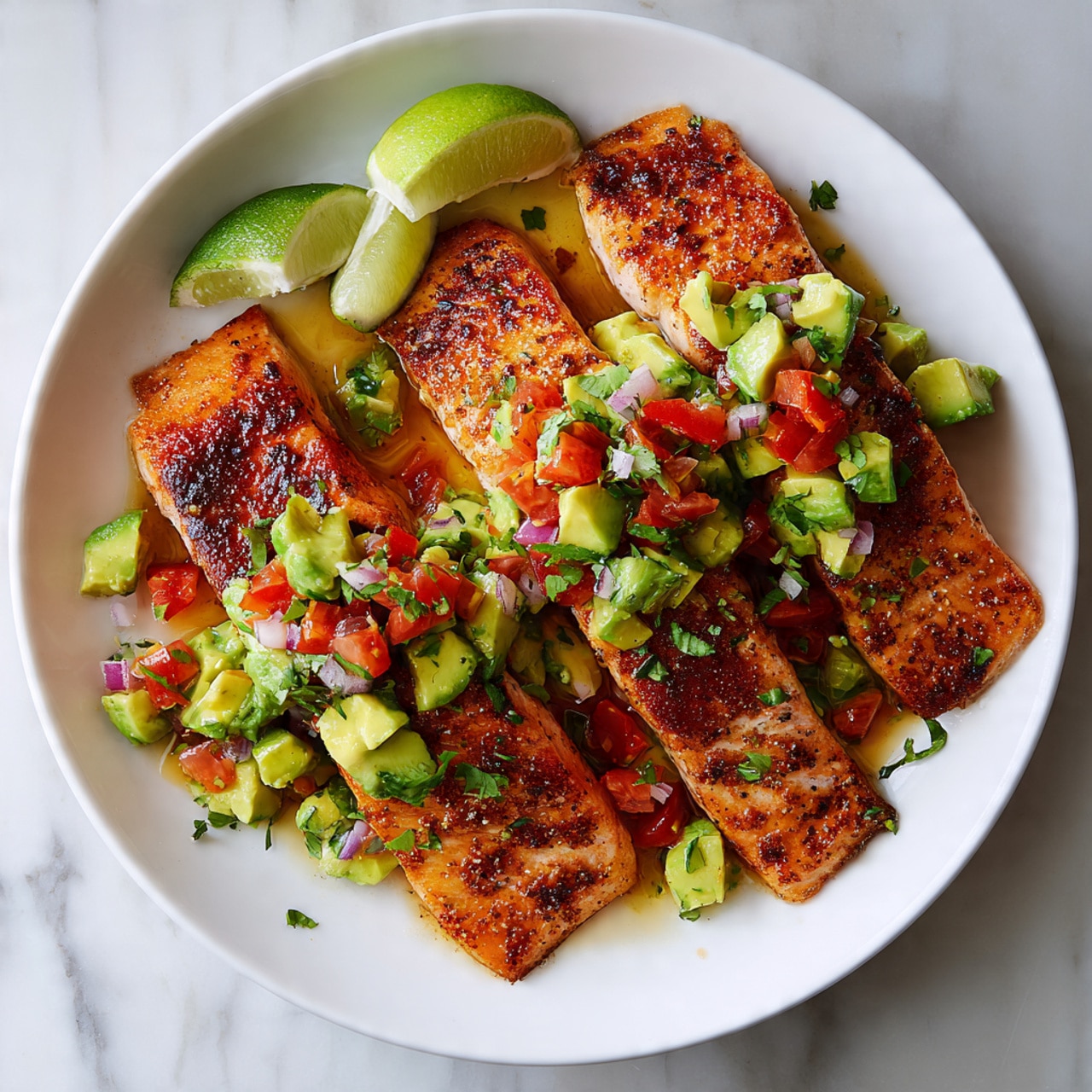 Pan-Roasted Salmon with Avocado Salsa and Spinach
