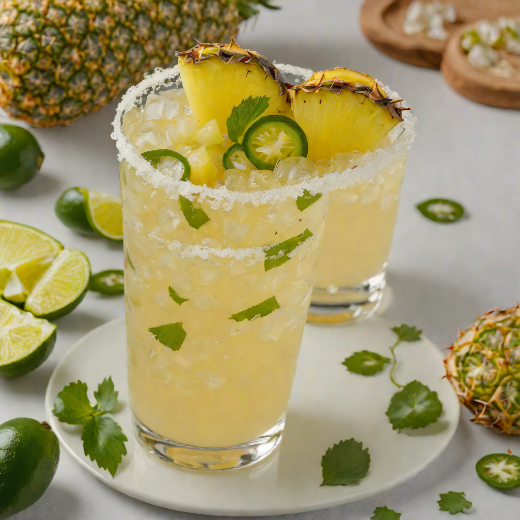 Pineapple and Jalapeño Margarita with Tajín Rim