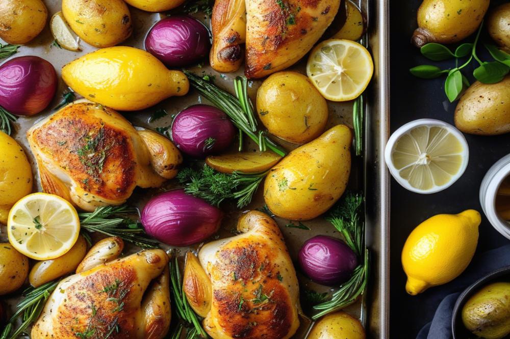 Sheet Pan Lemon-Garlic Half Chicken with Roasted Potatoes
