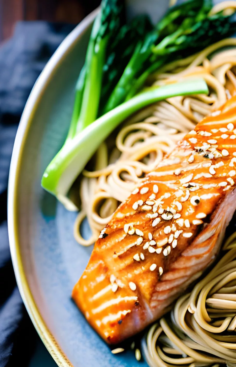 Teriyaki-Glazed Salmon with Sesame Noodles