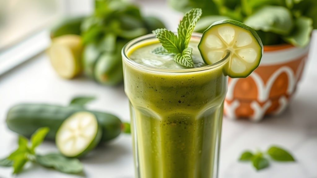 Hydrating Cucumber-Mint Green Smoothie