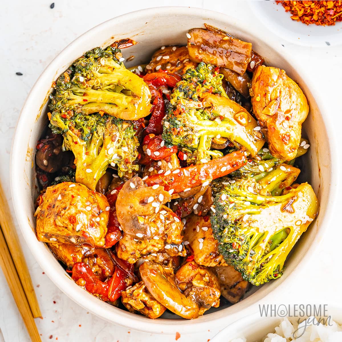 Garlic-Sesame Stir Fried Chicken and Broccoli