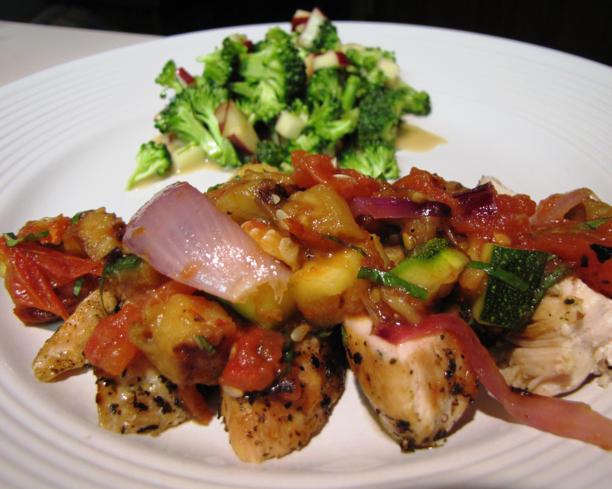 Lemon-Basil Grilled Chicken with Summer Vegetable Ratatouille