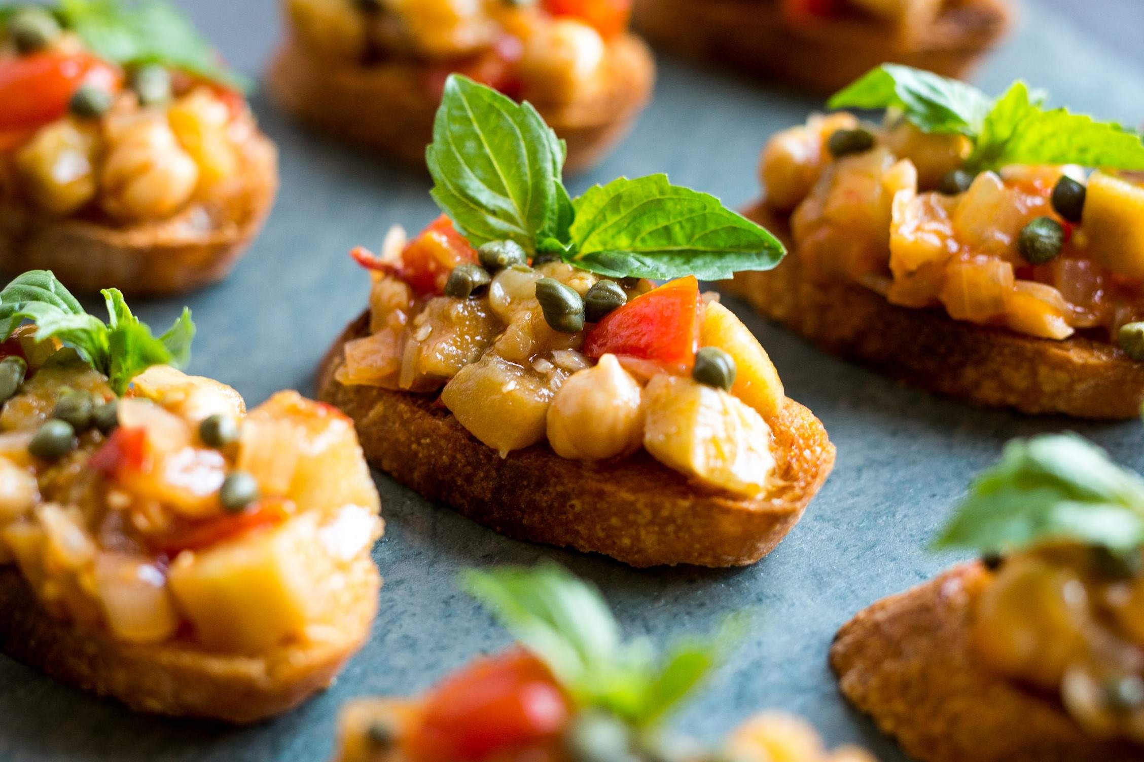 Spiced Chickpea and Feta Crostini