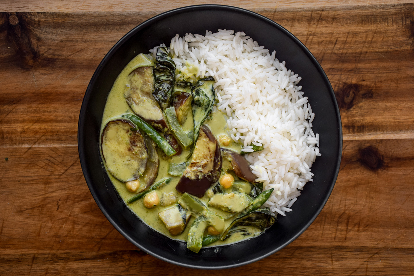 Thai-Style Green Curry with Eggplant and Basil