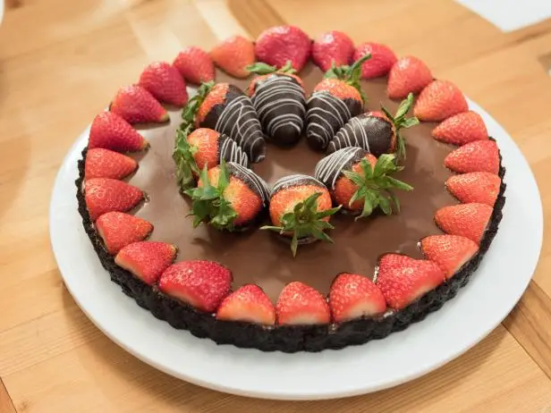 Chocolate-Dipped Strawberry Tart with Rose-Infused Cream