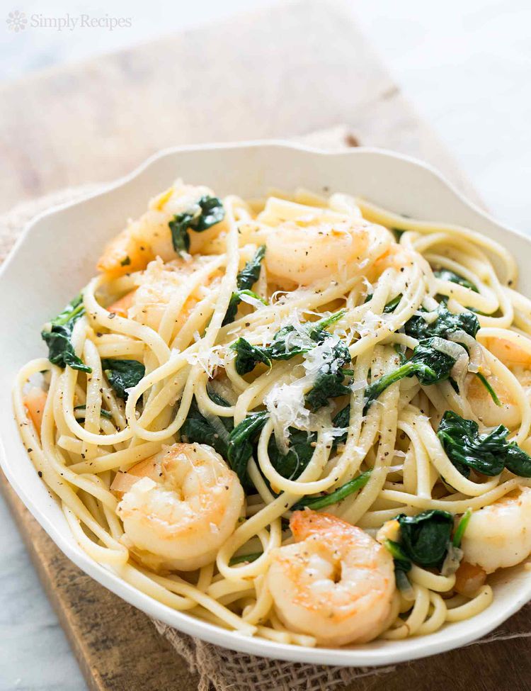 Sautéed Shrimp and Spinach Linguine with Lemon Zest