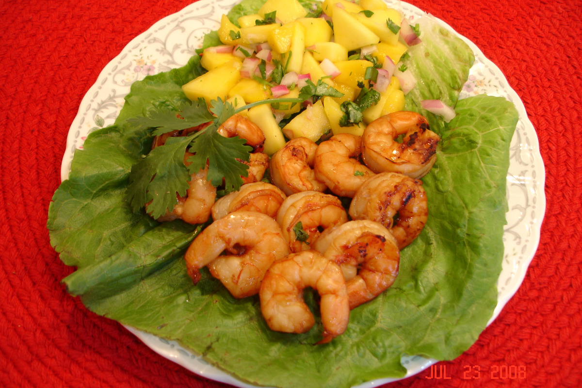 Grilled Citrus-Marinated Shrimp Skewers with Mango Salsa