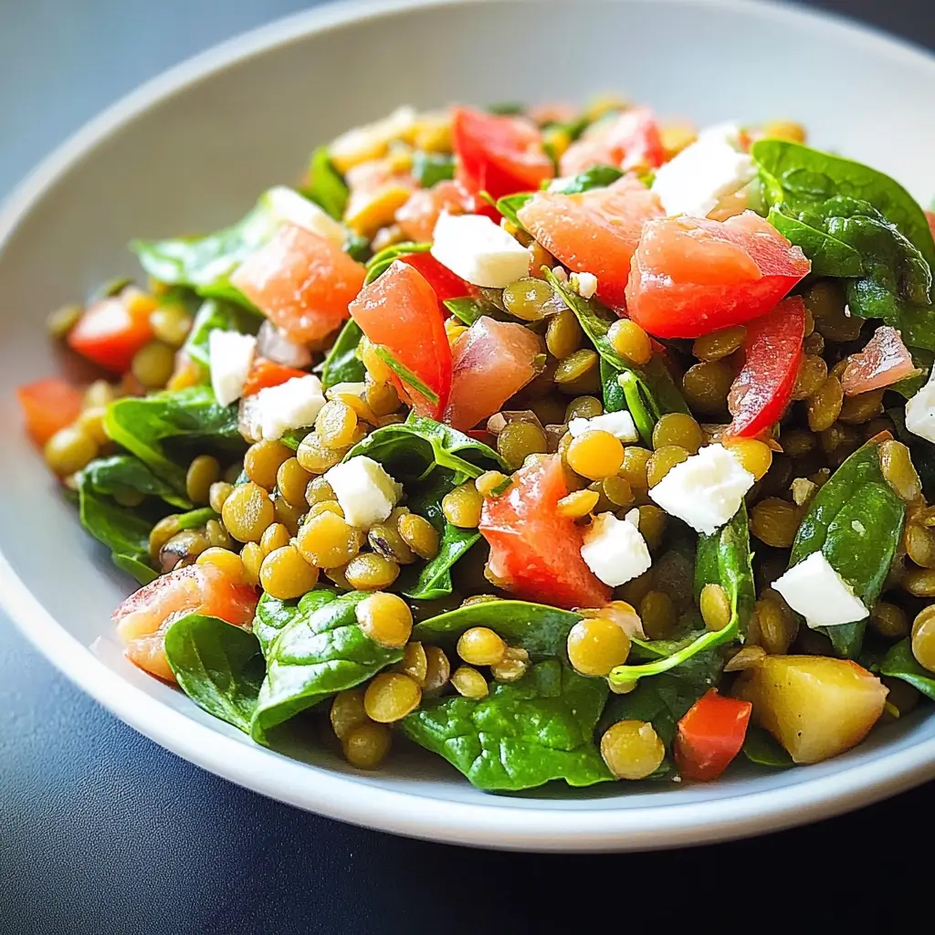 Warm Lentil and Spinach Salad with Mustard Vinaigrette