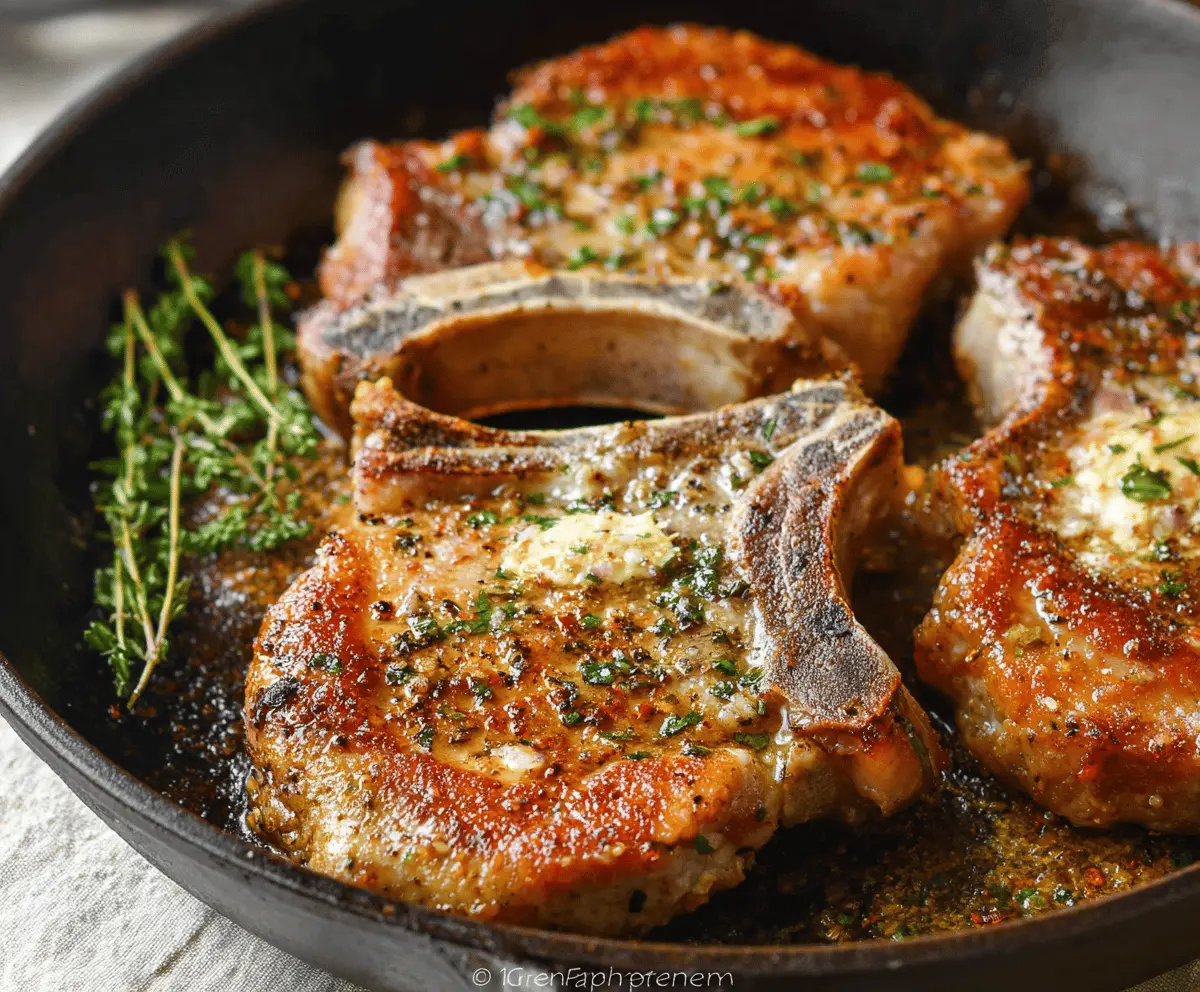Pan-Seared Pork Chops with Two-Herb Compound Butter