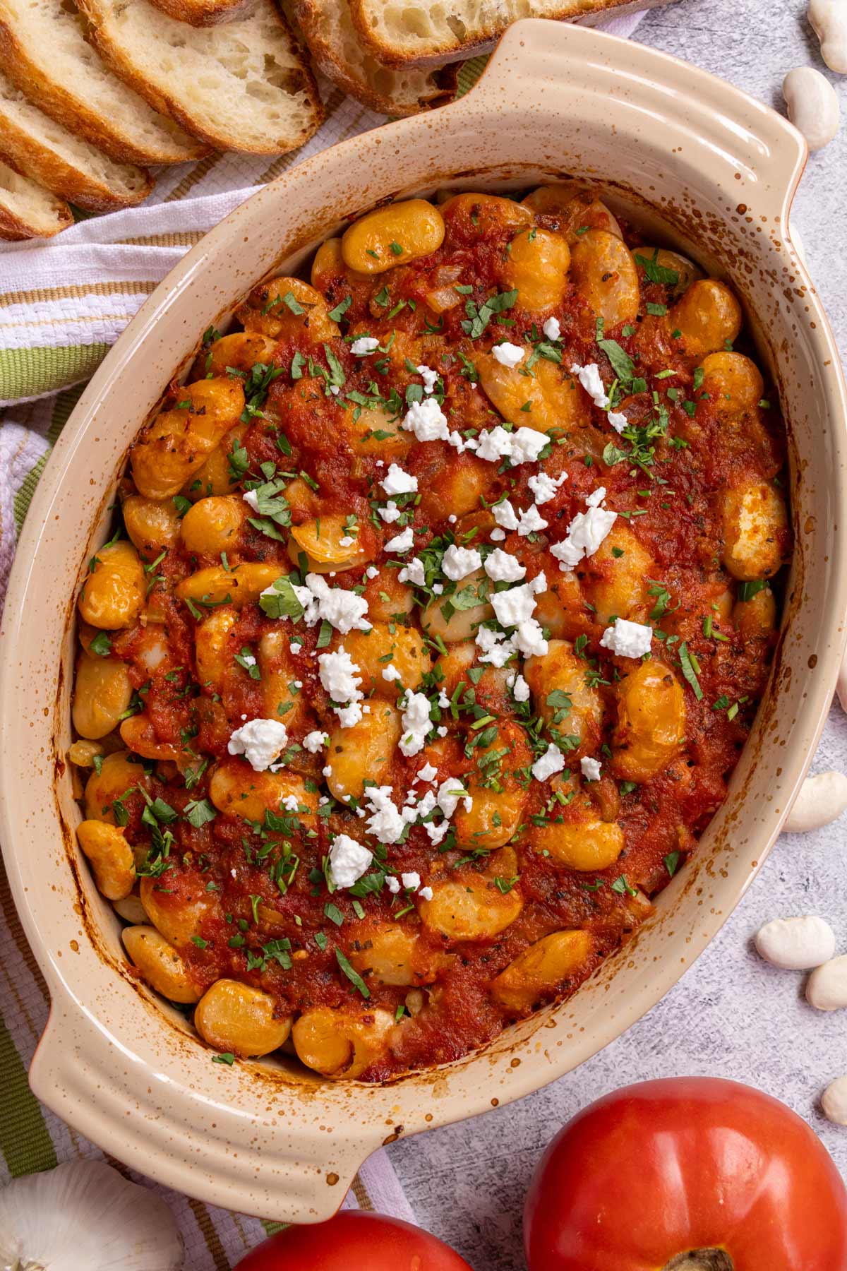 Baked Gigantes Beans in Tomato Sauce with Herbs