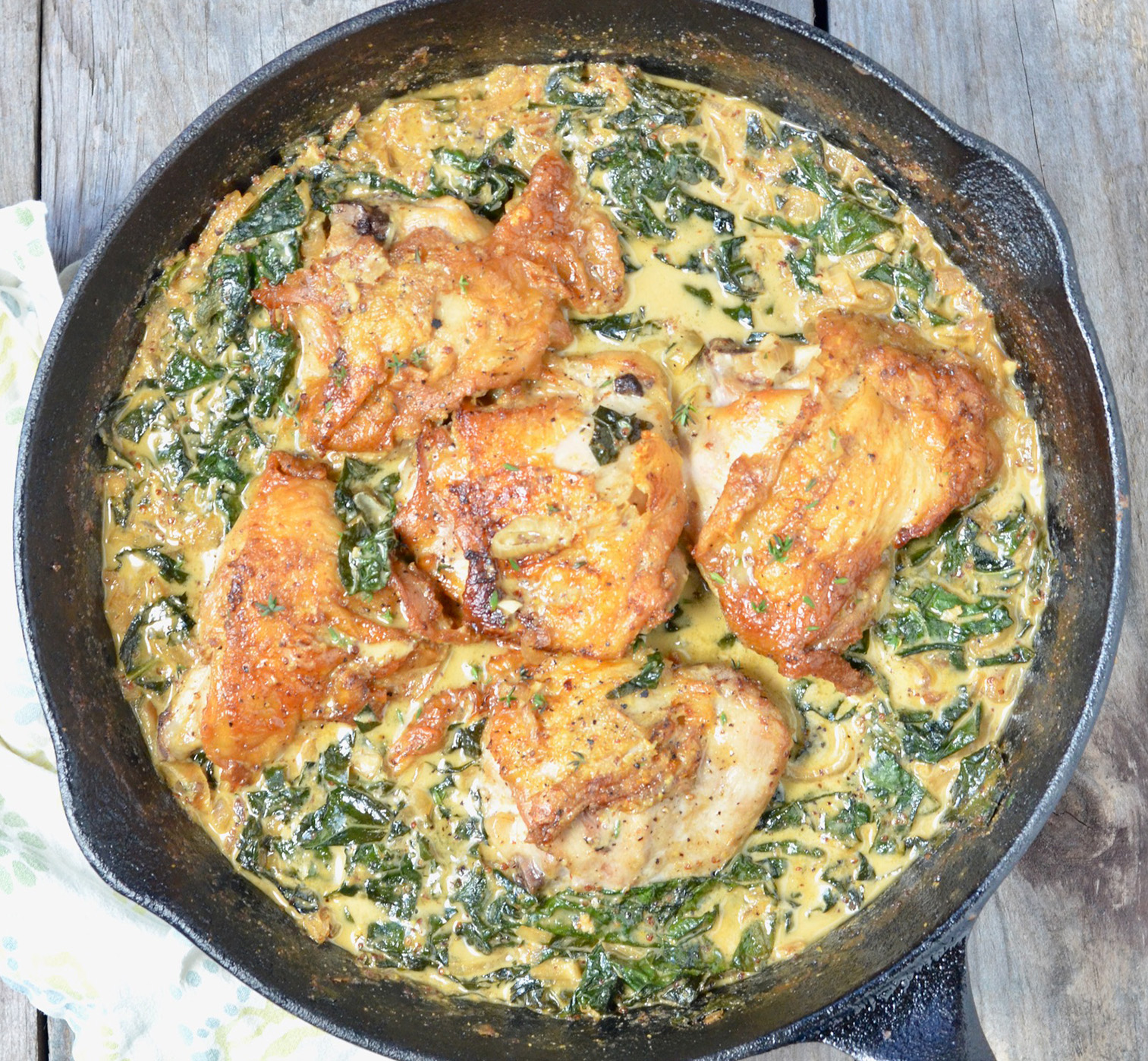 Pan-Seared Chicken with Sautéed Kale and Garlic