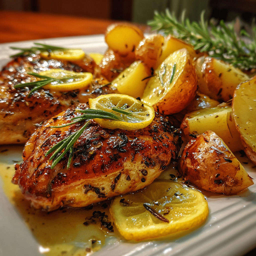 Grilled Lemon-Rosemary Chicken with Garlic Smashed Potatoes
