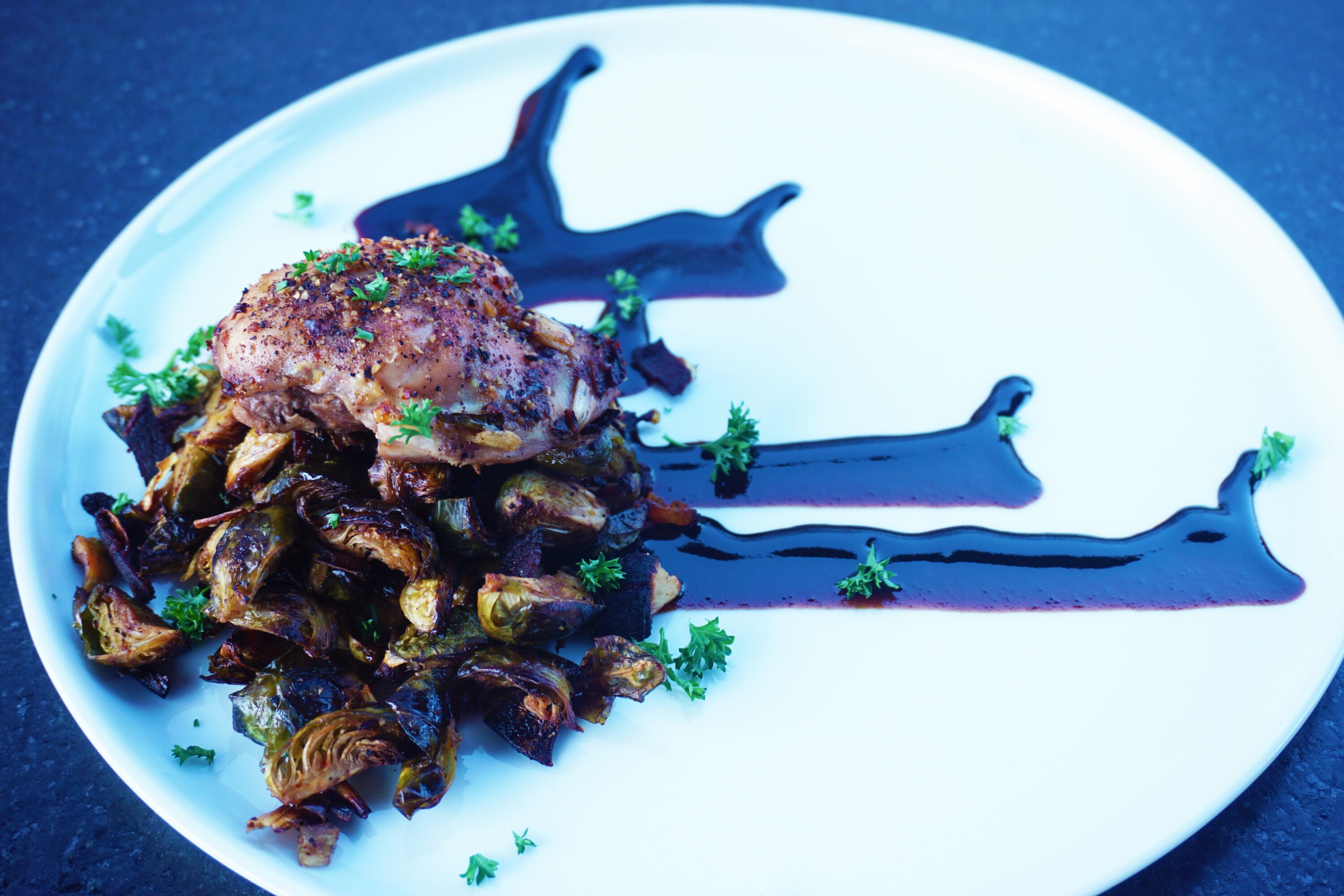 Pan-Seared Balsamic Chicken with Roasted Brussels Sprouts