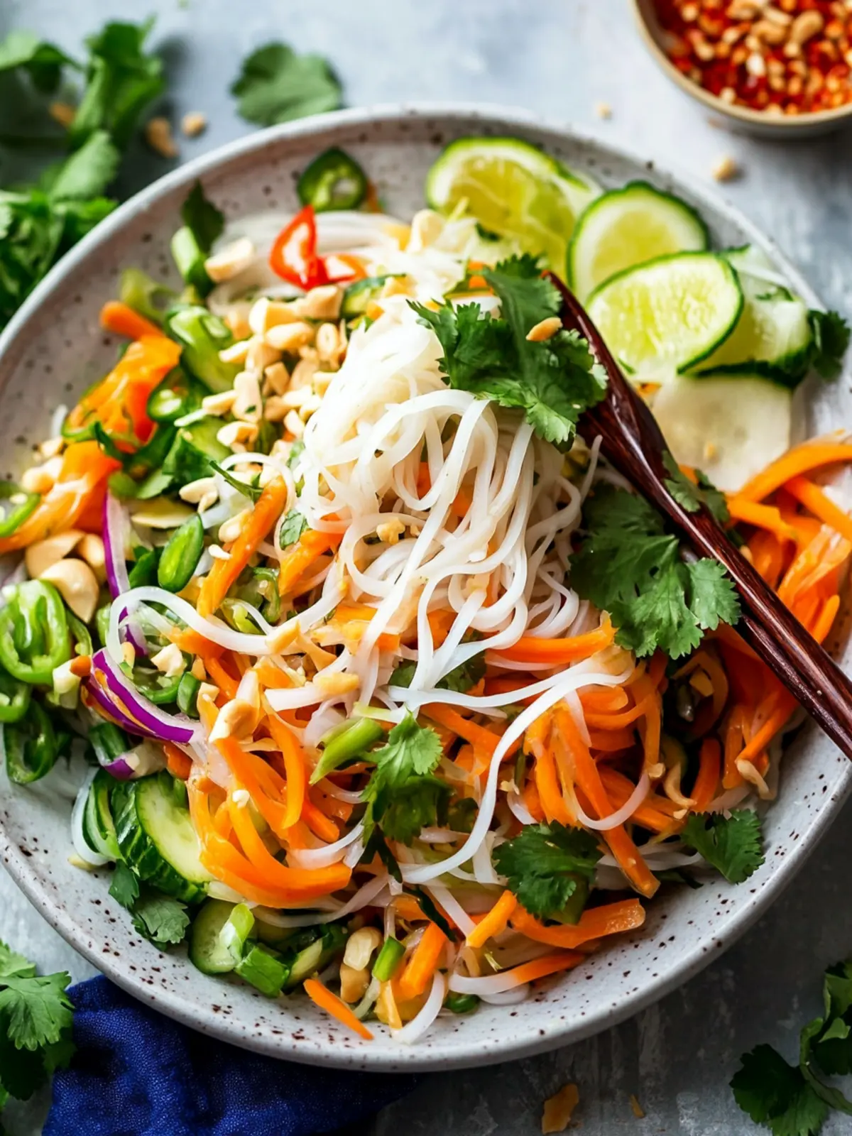 Vietnamese-Style Rice Noodle Salad with Fresh Herbs and Lime Dressing