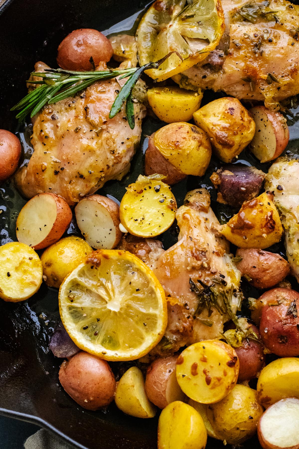 Baked Lemon-Thyme Chicken with Roasted Baby Potatoes