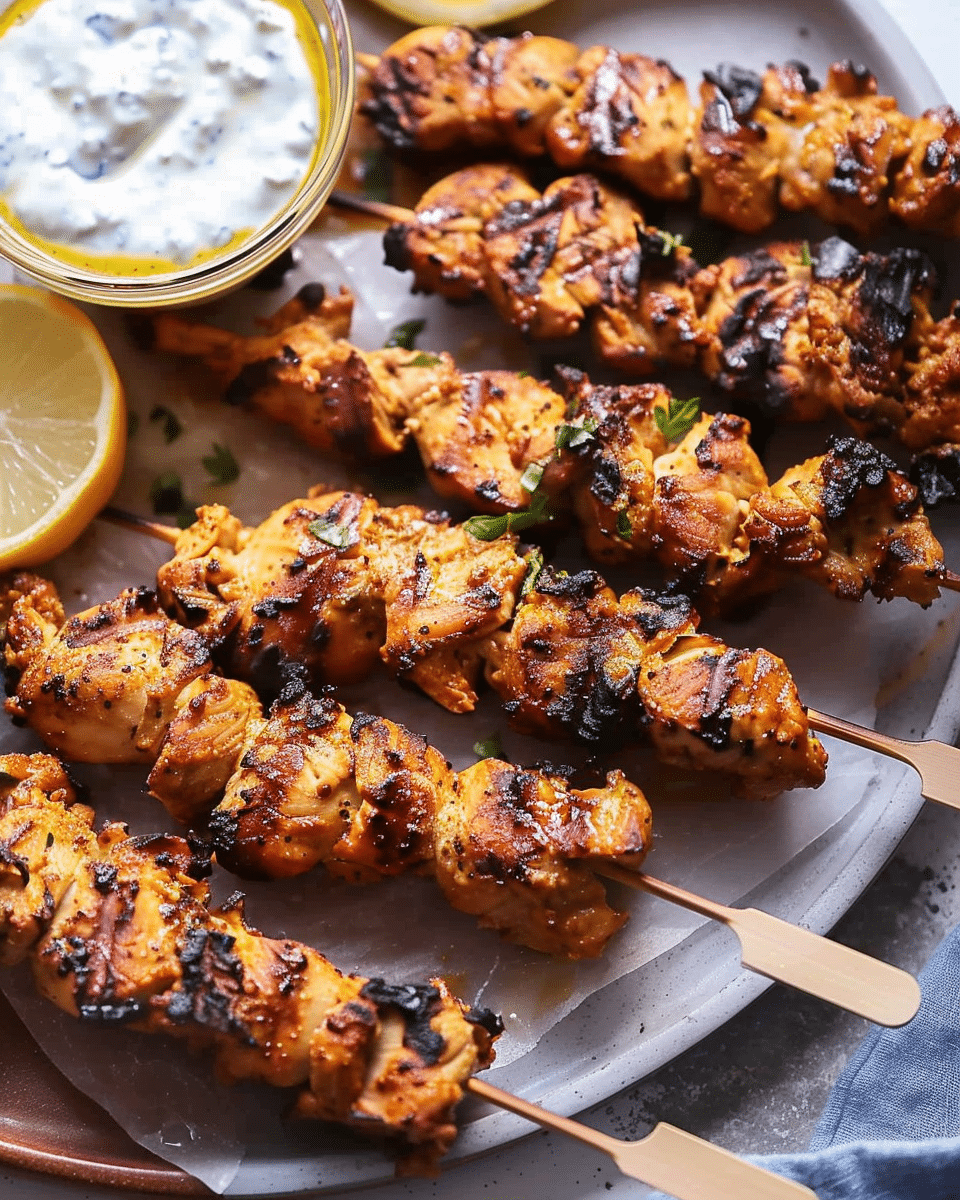 Grilled Street-Style Chicken Skewers with Tangy Yogurt Marinade