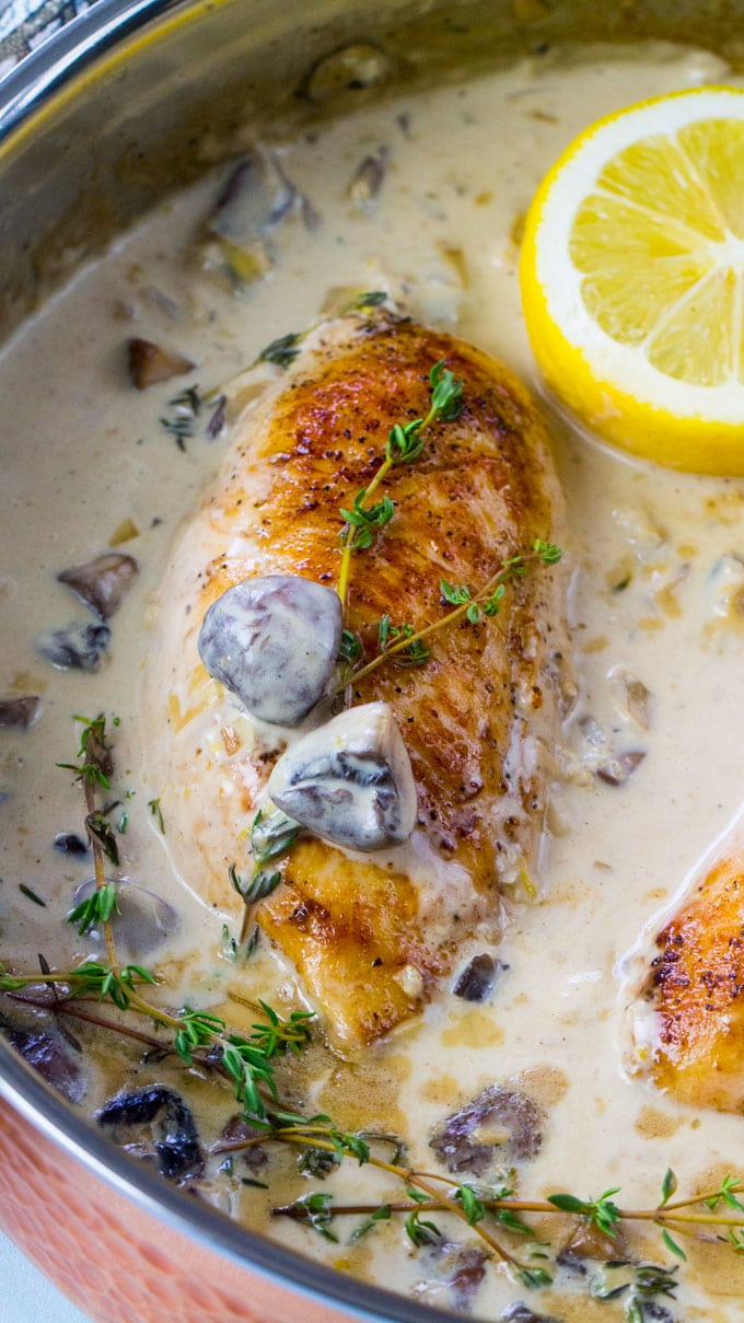Pan-Seared Chicken with Charred Lemon and Thyme Sauce