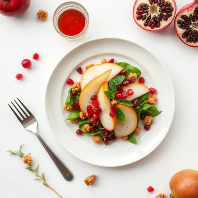 Caramelized Pear and Pomegranate Salad with Toasted Walnuts