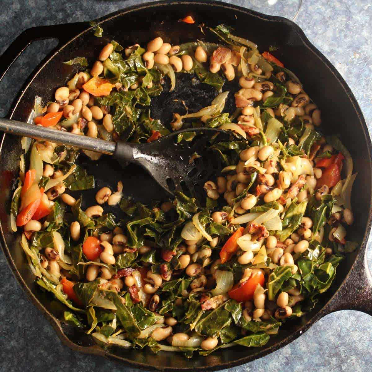 Sautéed Chicken with Black-Eyed Peas and Collard Greens