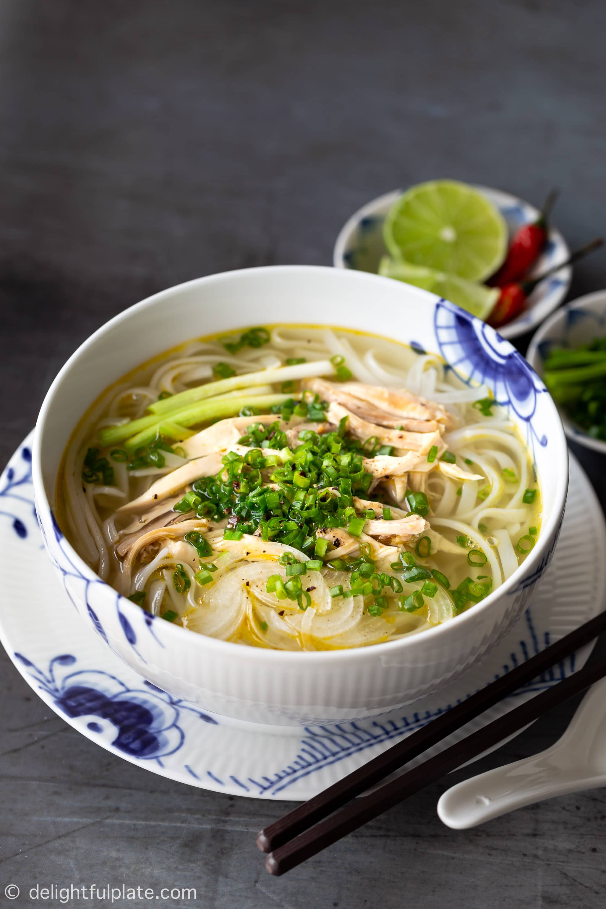 Pho-Inspired Chicken Rice Noodle Soup with Star Anise Broth