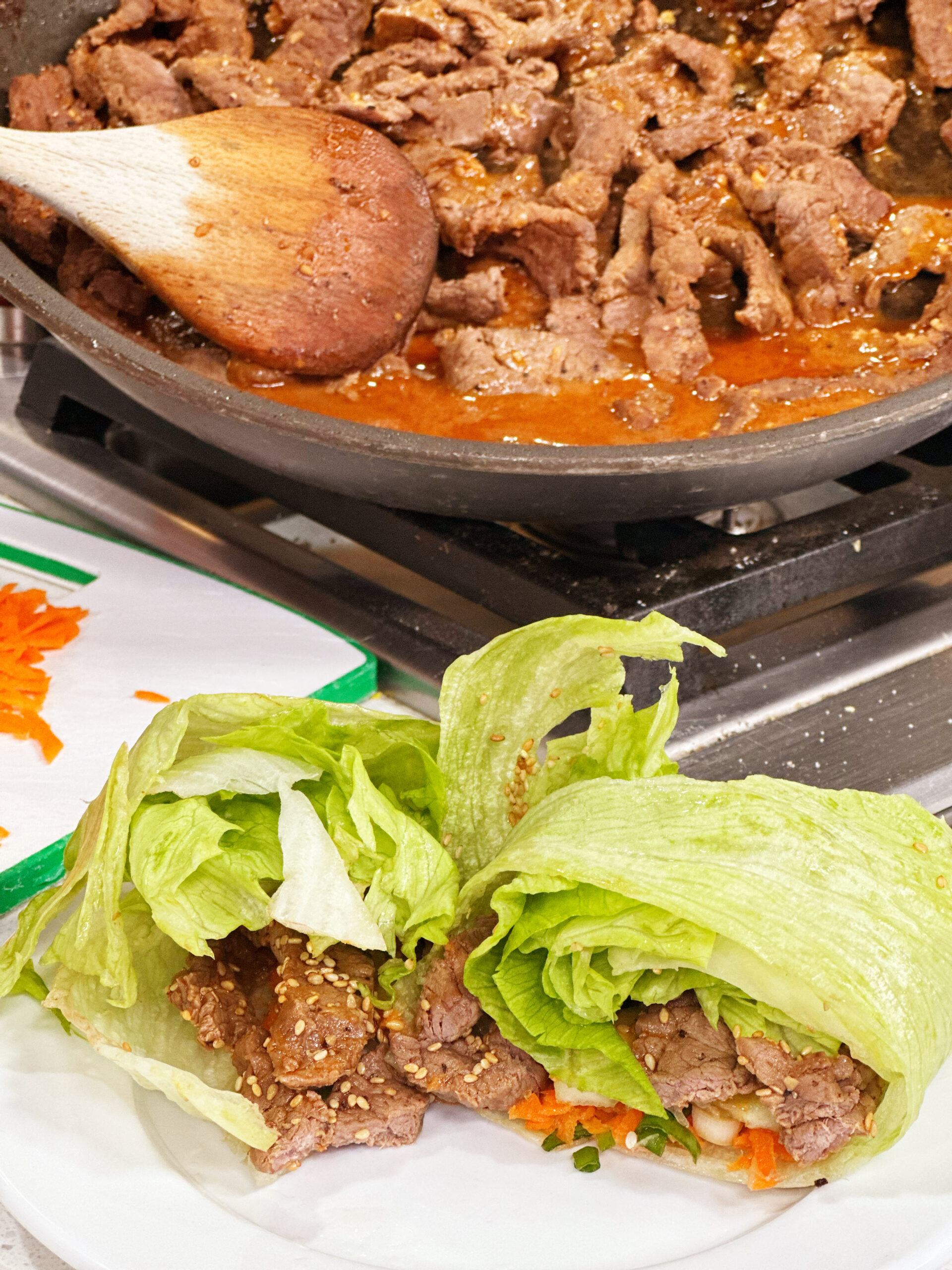 Pan-Seared Korean-Style Beef Bulgogi Lettuce Wraps