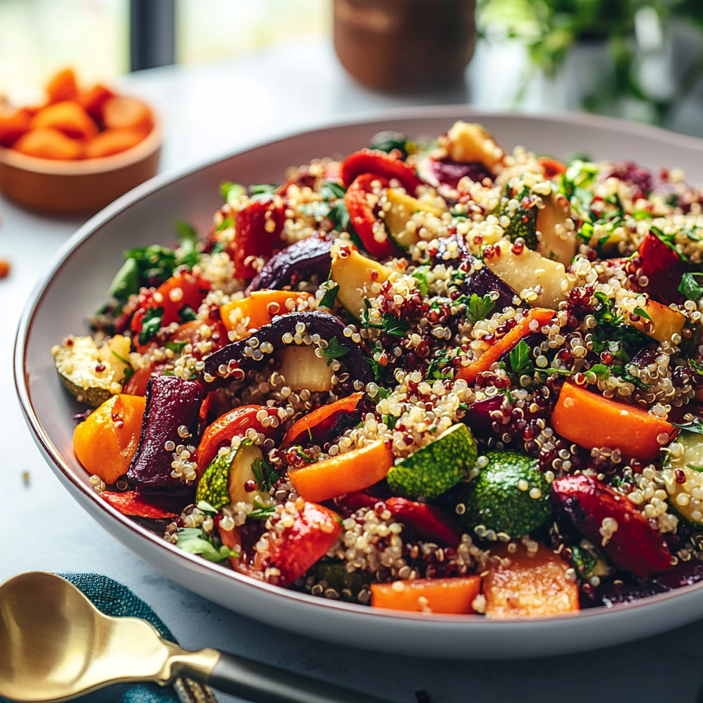 CoQ10-Enhanced Quinoa Salad with Roasted Vegetables