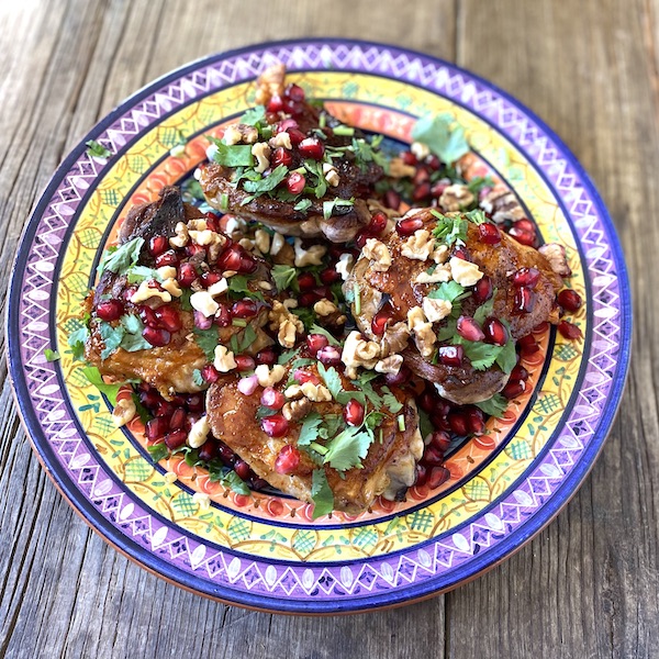 Pomegranate-Glazed Chicken Thighs with Cumin and Coriander