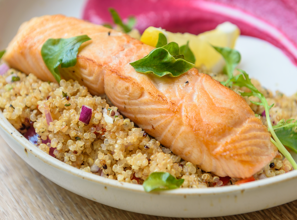 Baked Lemon-Garlic Salmon with Herb Quinoa