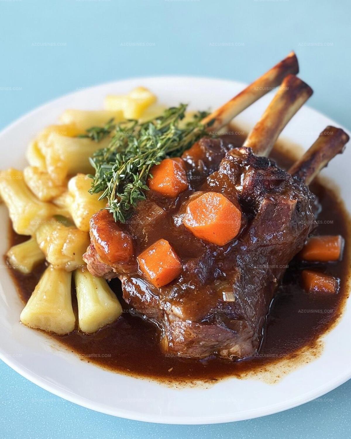 Slow-Braised Lamb Shanks with Irish Stout and Root Vegetables