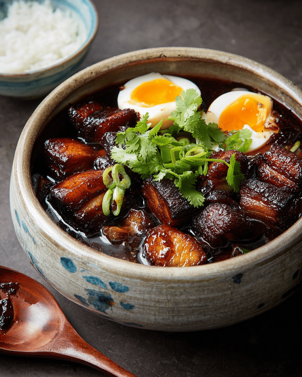 Soy-Simmered Pork Belly with Daikon and Soft-Boiled Egg