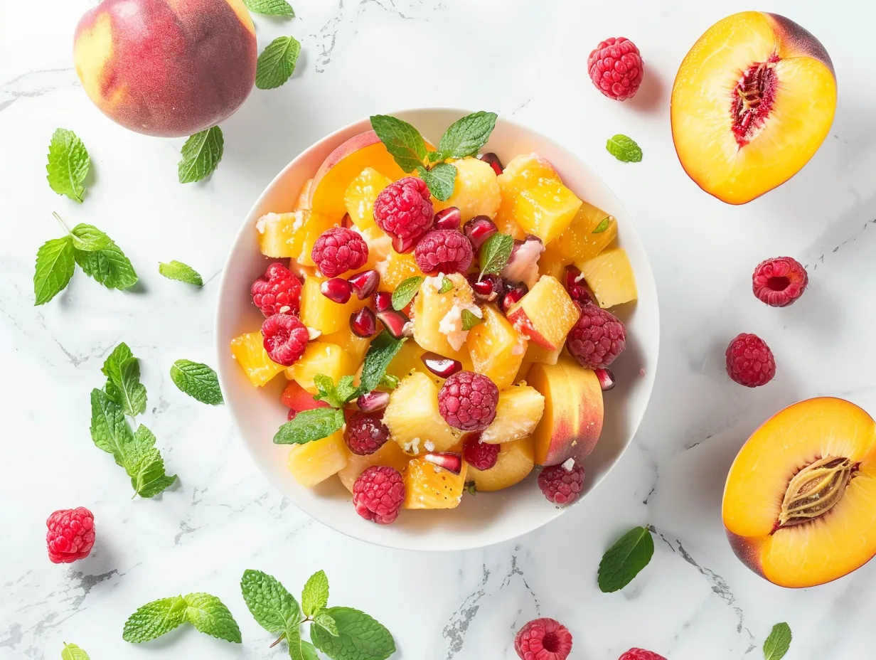Fresh Peach and Cherry Summer Fruit Salad