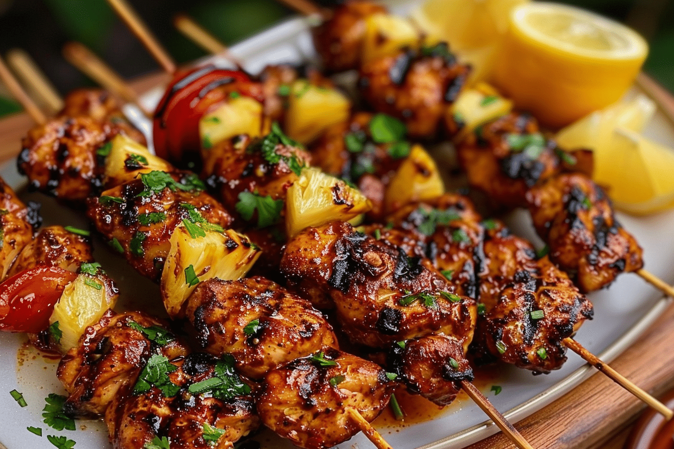 Caribbean-Inspired Pineapple Jerk Chicken Skewers