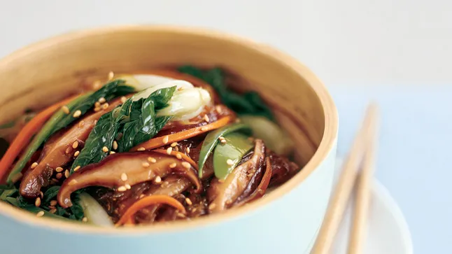 Stir-Fried Japanese Sweet Potato and Shiitake Mushrooms