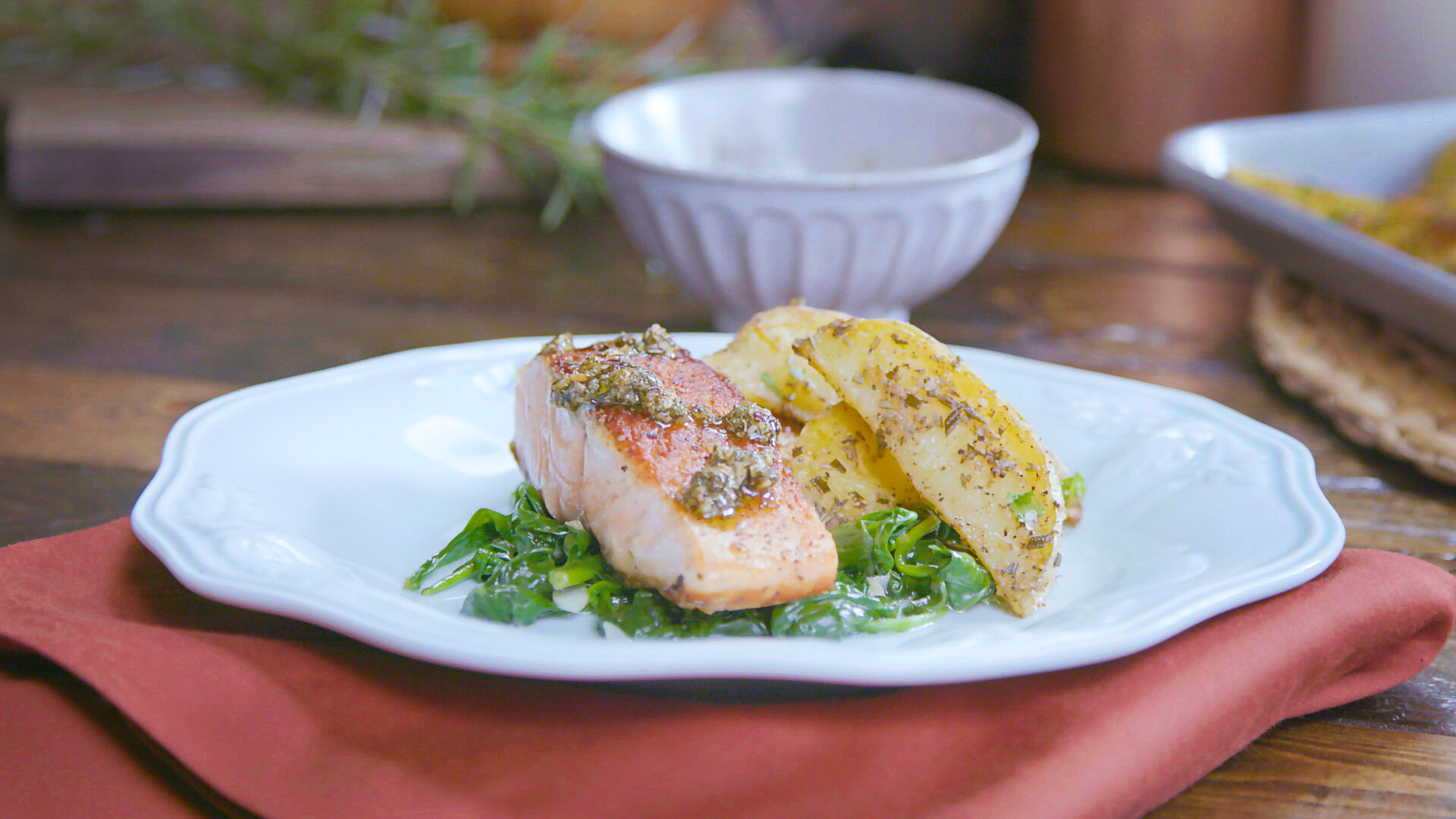 Pan-Seared Salmon with Chimichurri and Charred Vegetables