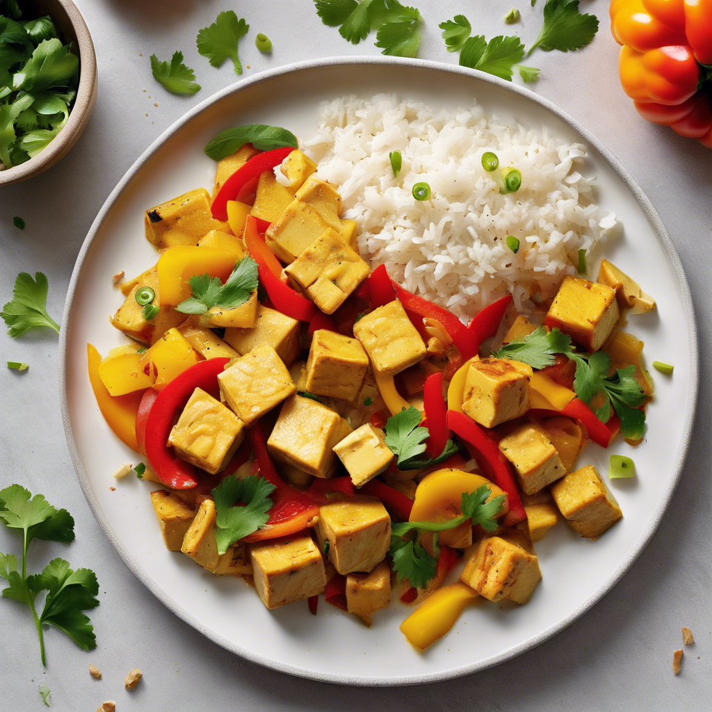 Quick Coconut Curry Tofu Stir-Fry with Rice Noodles