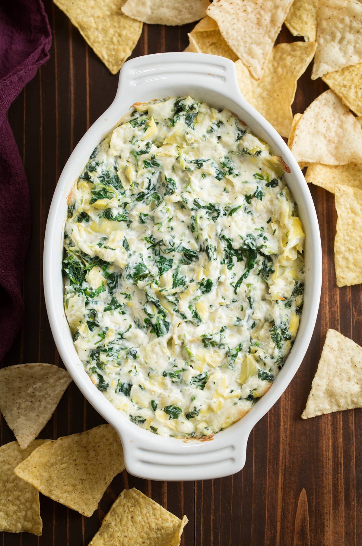 Baked Artichoke & Spinach Dip with Garlic Bread