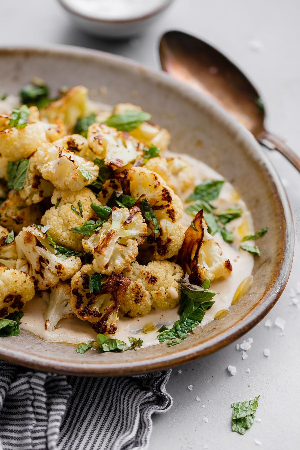 Vegan Sheet Pan Roasted Cauliflower with Tahini Drizzle
