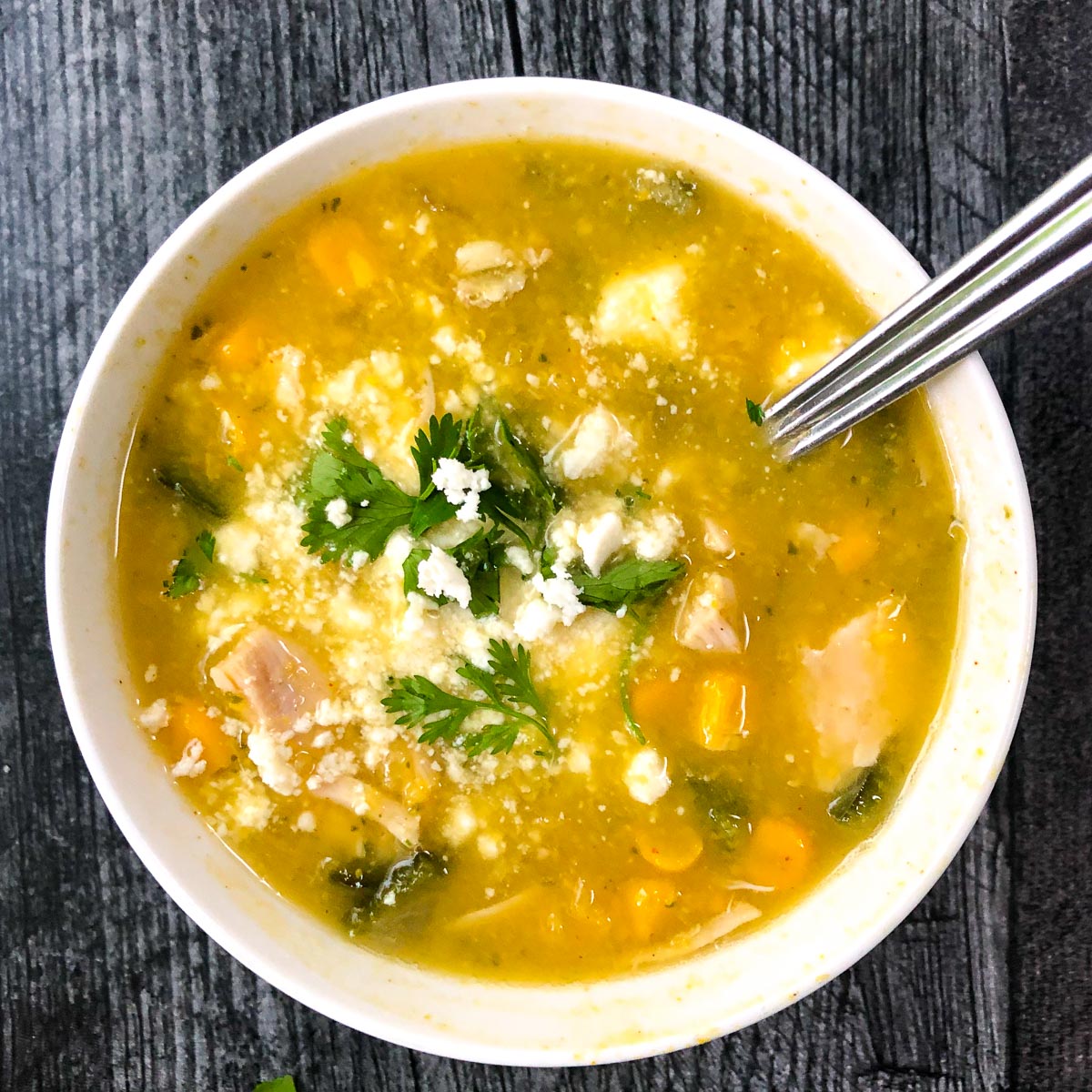 Poblano and Corn Soup with Toasted Pepitas