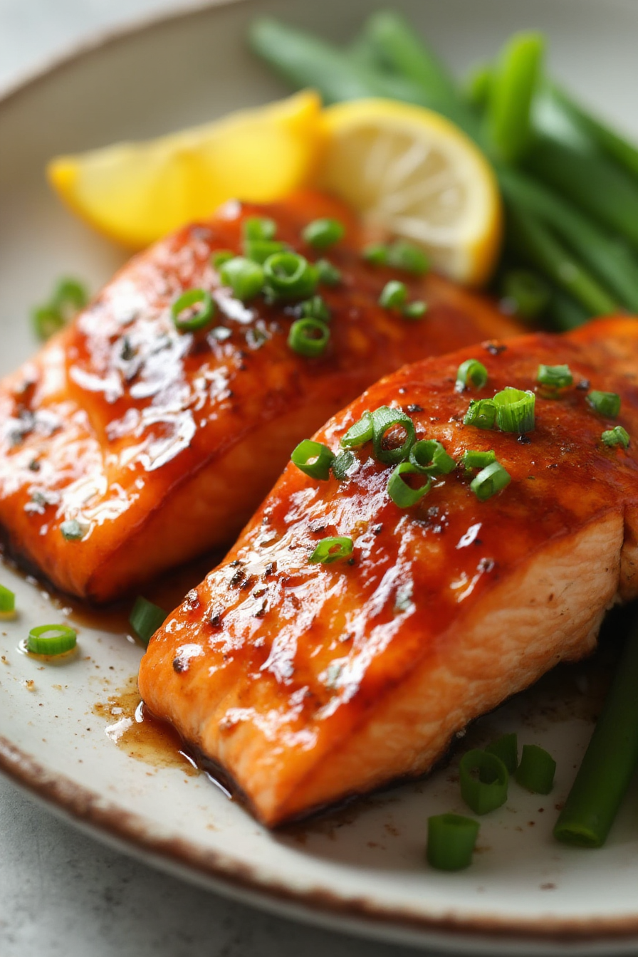 Honey-Garlic Glazed Salmon with Sautéed Spinach