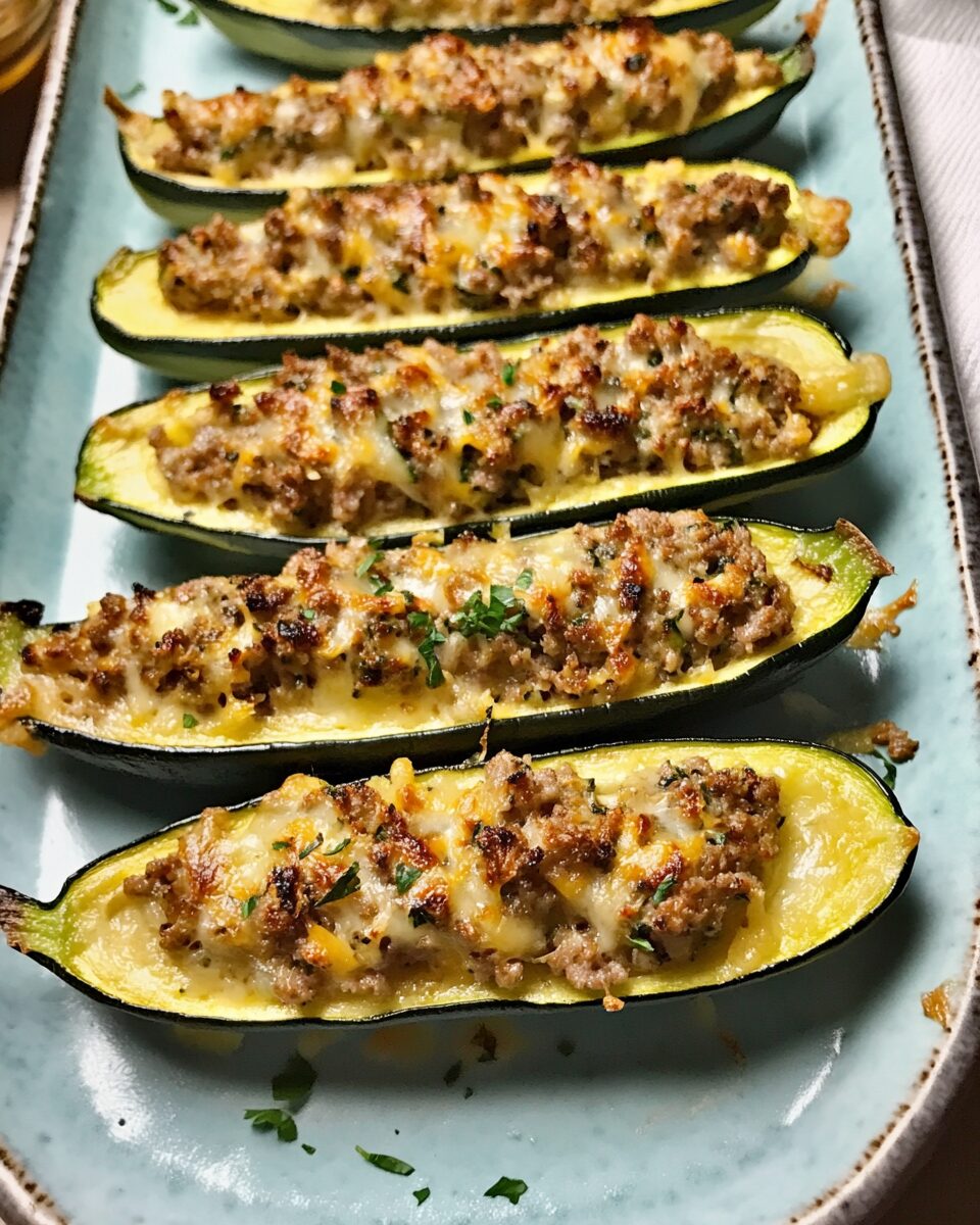 Cheese-Stuffed Zucchini Boats with Italian Sausage