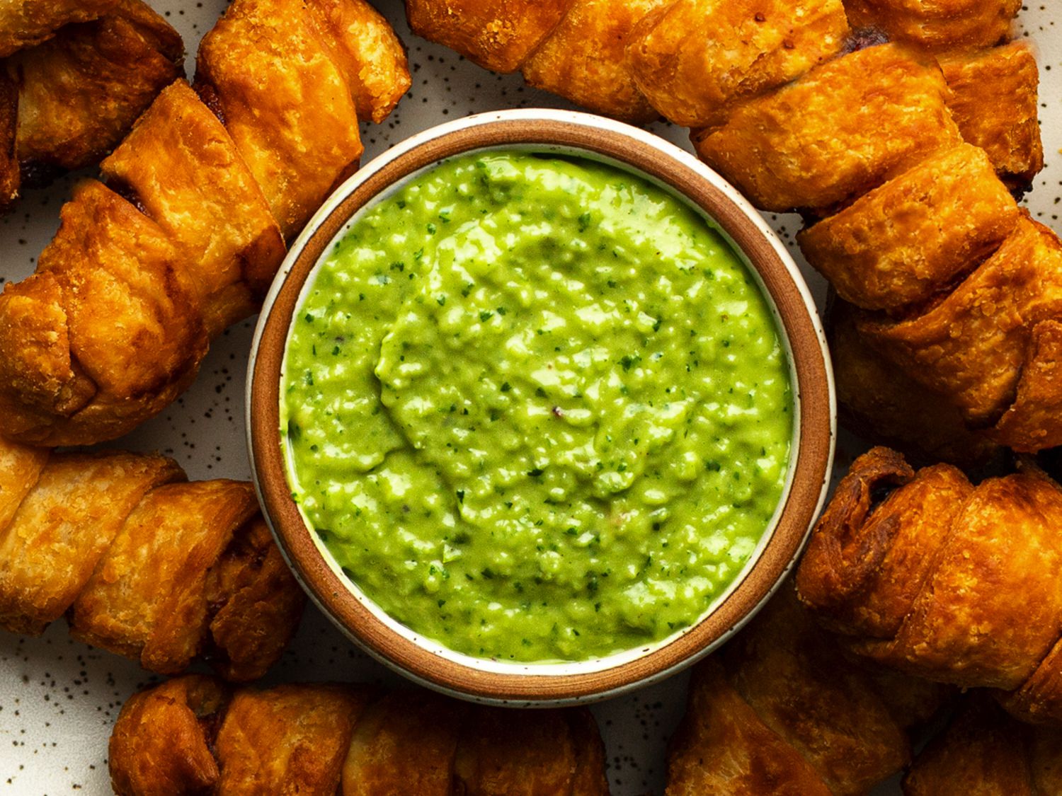 Guasacaca Avocado Sauce with Grilled Chicken Skewers
