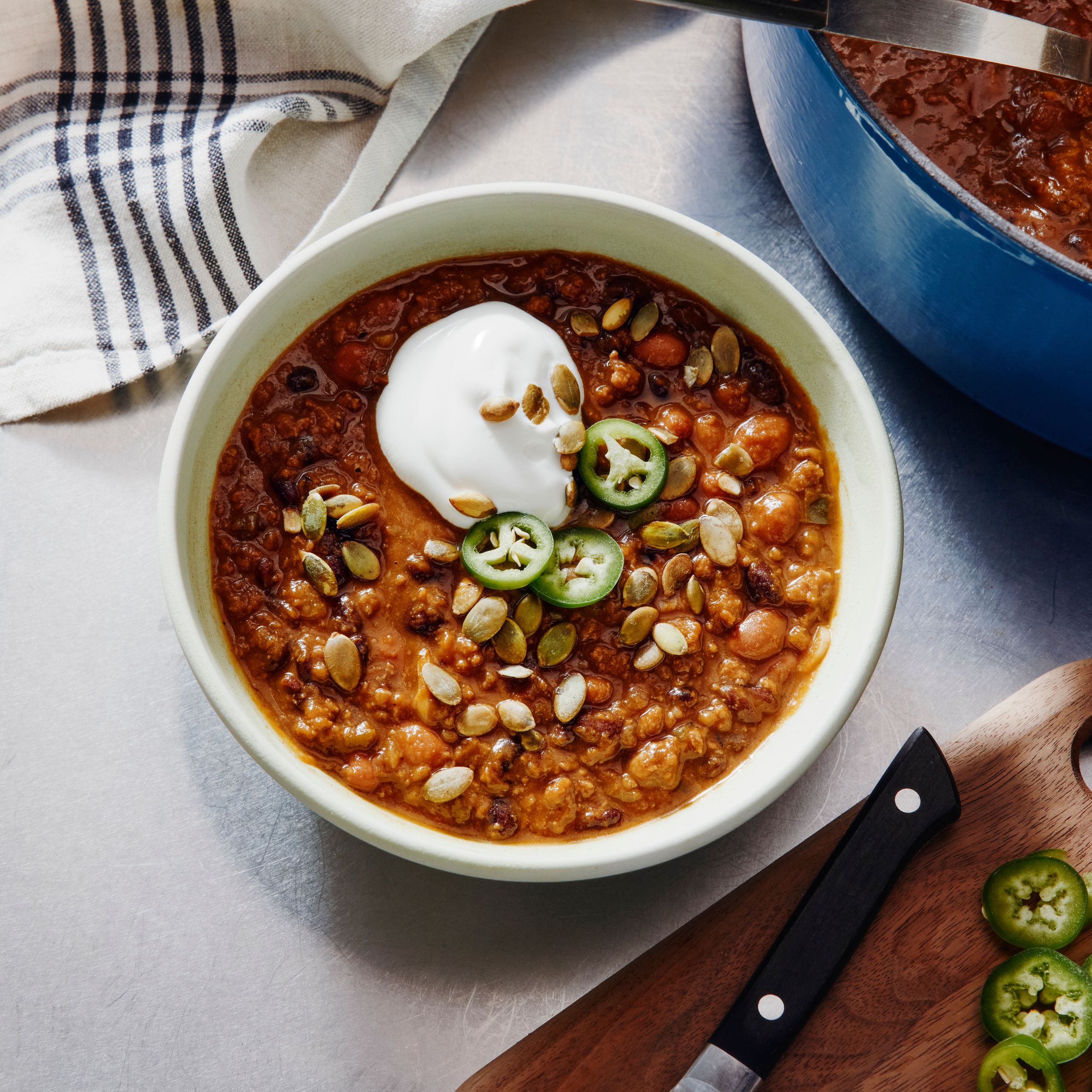 Charred Corn and Spiced Pumpkin Chili with Cocoa