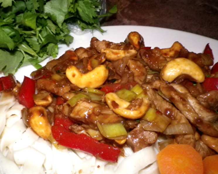Tangy Tamarind Pork Stir-Fry with Bell Peppers and Cashews