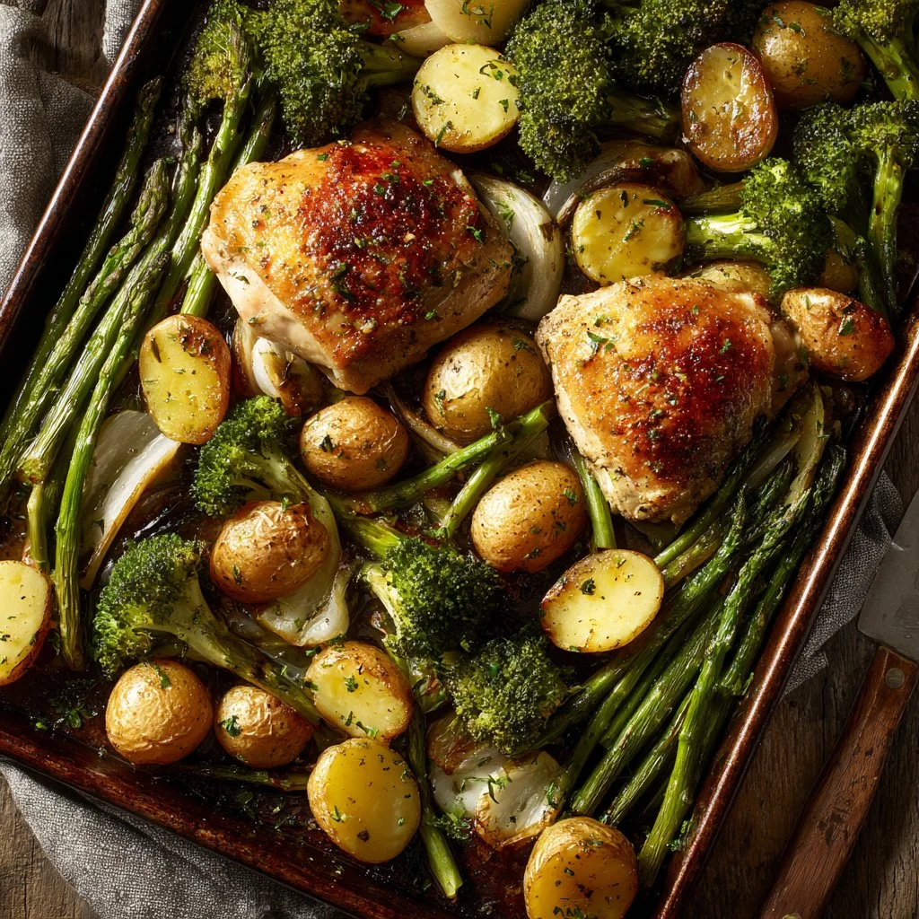 Pan-Seared Chicken with Garlic Butter and Roasted Vegetables