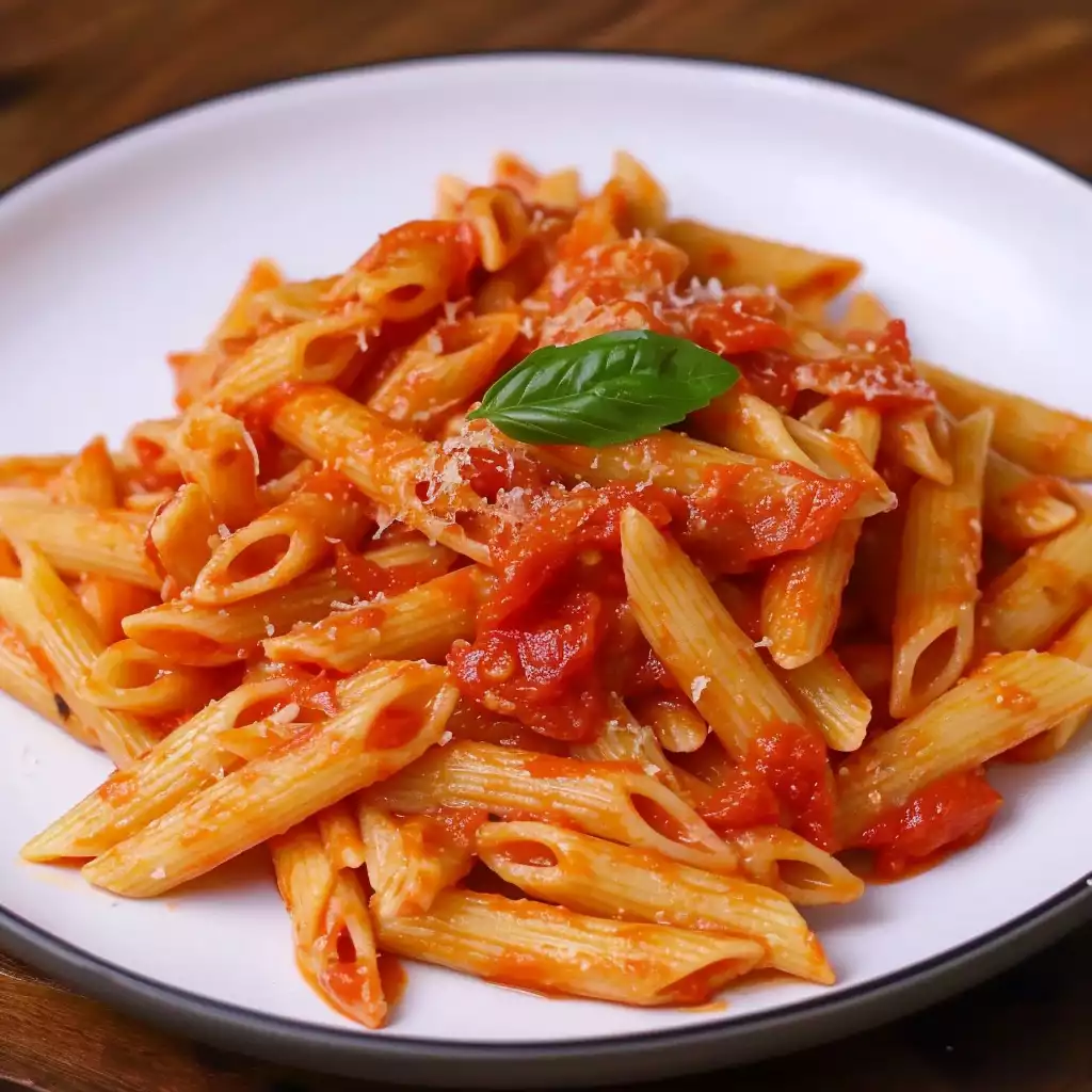 Rustic Italian Style Penne with Garlic Tomato Sauce