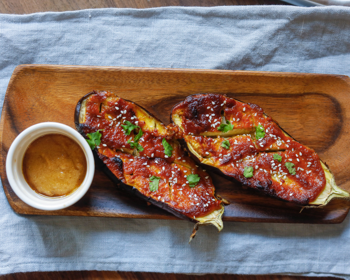 Quick Stir-Fried Miso-Glazed Eggplant with Garlic and Scallions