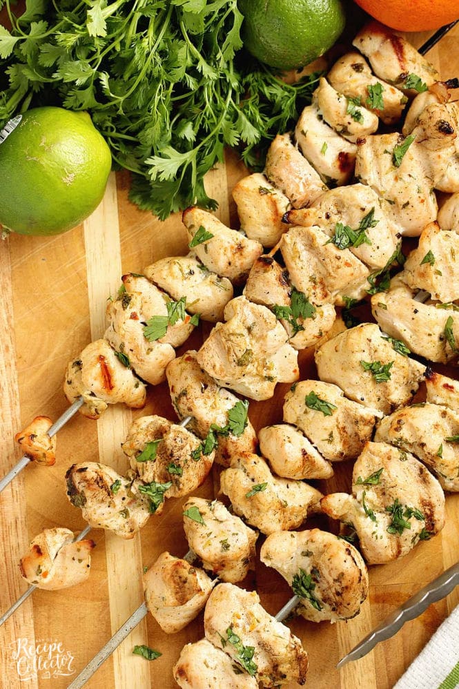Grilled Chili-Lime Chicken Skewers with Cilantro Yogurt Sauce