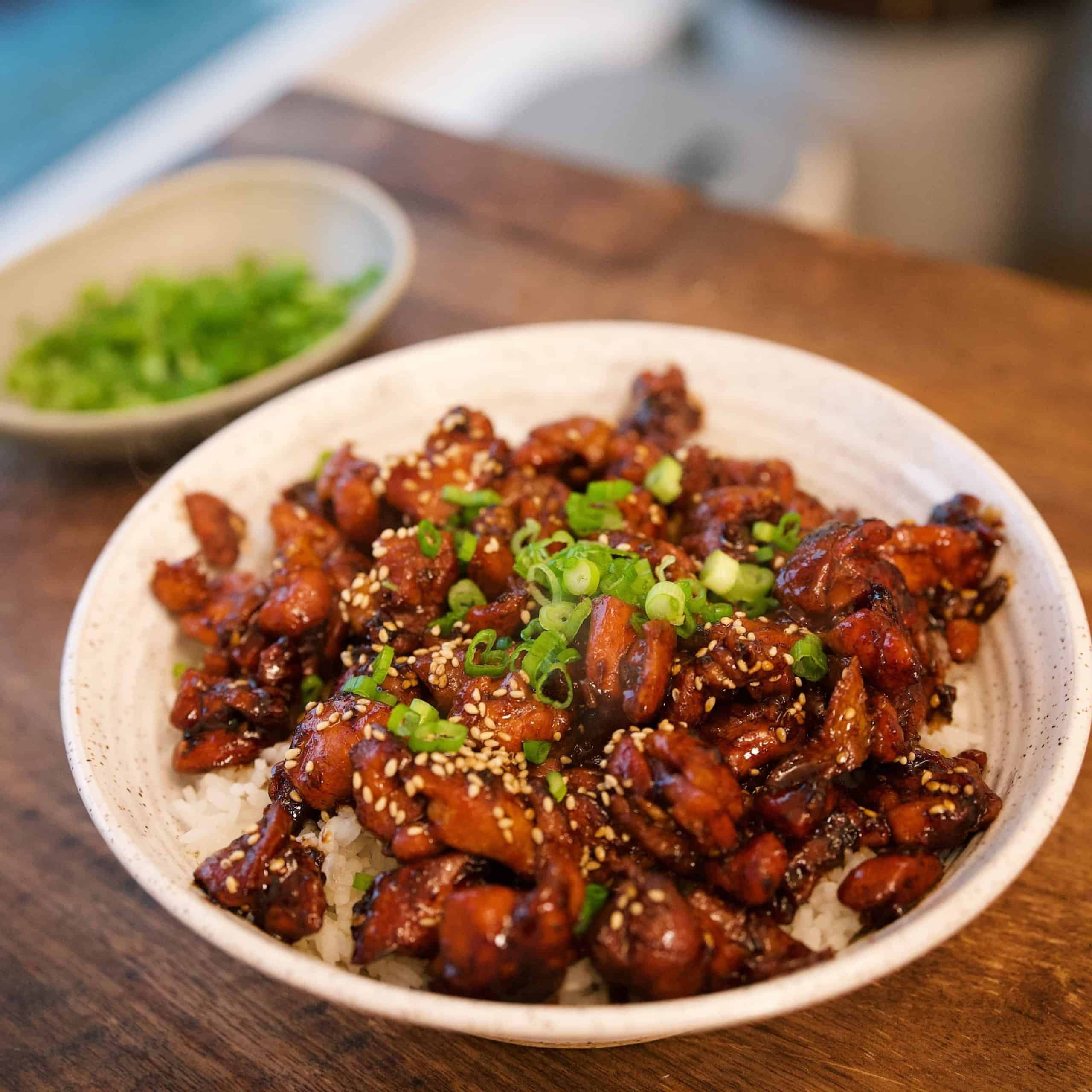Soy-Glazed Chicken and Mushroom Rice Bowl