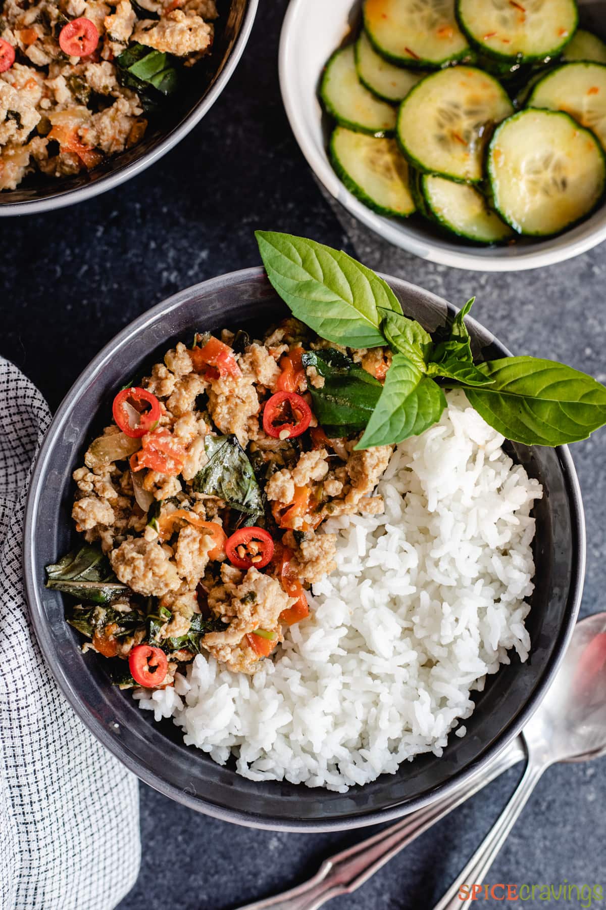 One-Pot Spicy Thai Basil Chicken with Jasmine Rice